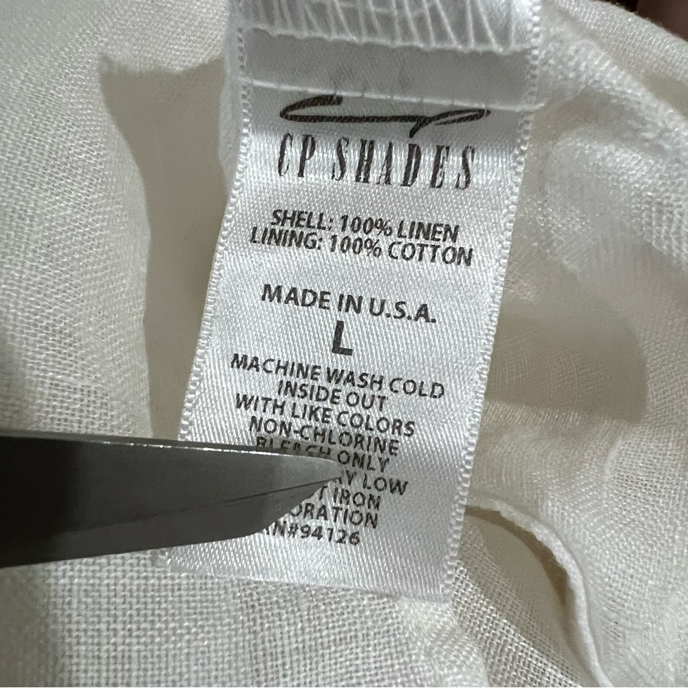 CP Shades White Elodie Linen Tunic Size Large - Picture 5 of 6